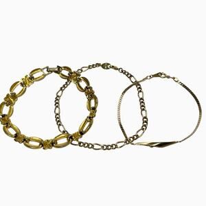 Avon Bracelets Lot 3 Assorted Gold Tone Chains Rhinestone Medium to Large Signed